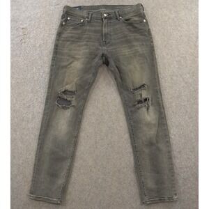 Abercrombie & Fitch Jeans Mens 33 Gray Skinny Taper Mid Rise Distressed Button